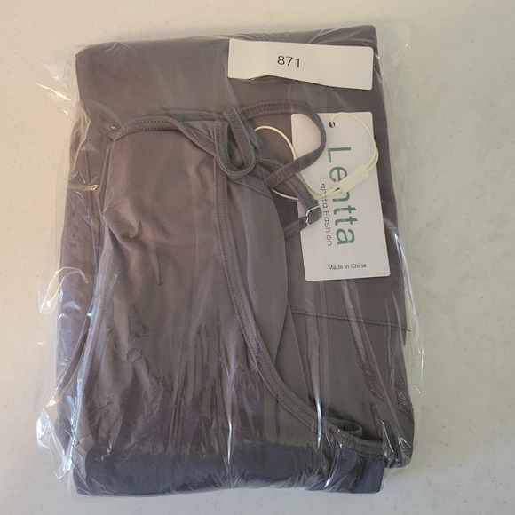 New Lentta Womens XL Grey Cotton Blend Drop Crotch Harem Jumpsuit Loungewear - Picture 9 of 10